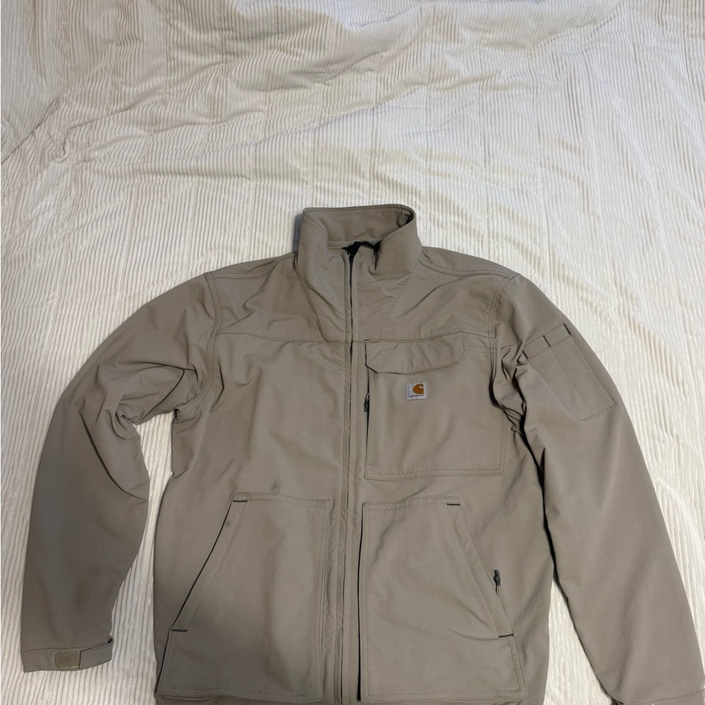 Carhartt Tan Performance Jacket with High Collar and Water-Resistant Shell
